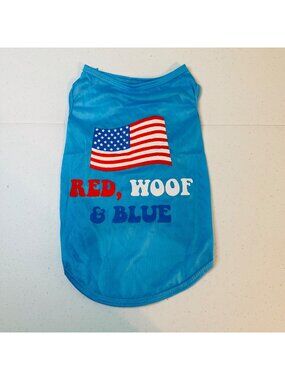 RED WOOF & BLUE American Flag small dog shirt Fourth of July Patriotic pet shirt